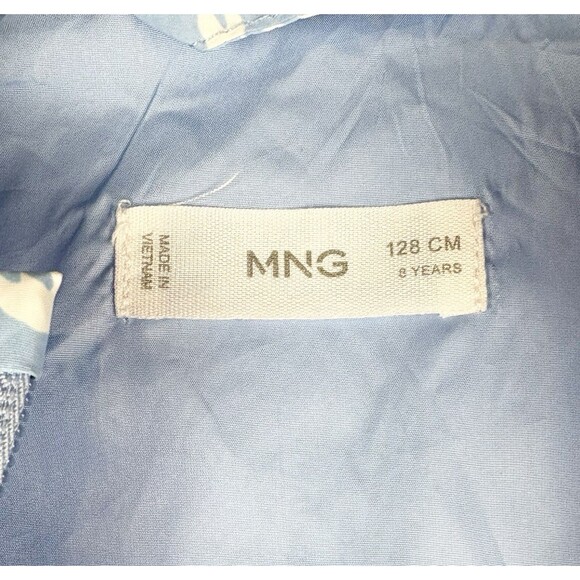 MNG By Mango Girls Jacket Lightweight Windbreaker Sz 8 Hooded Blue Floral - Picture 5 of 9